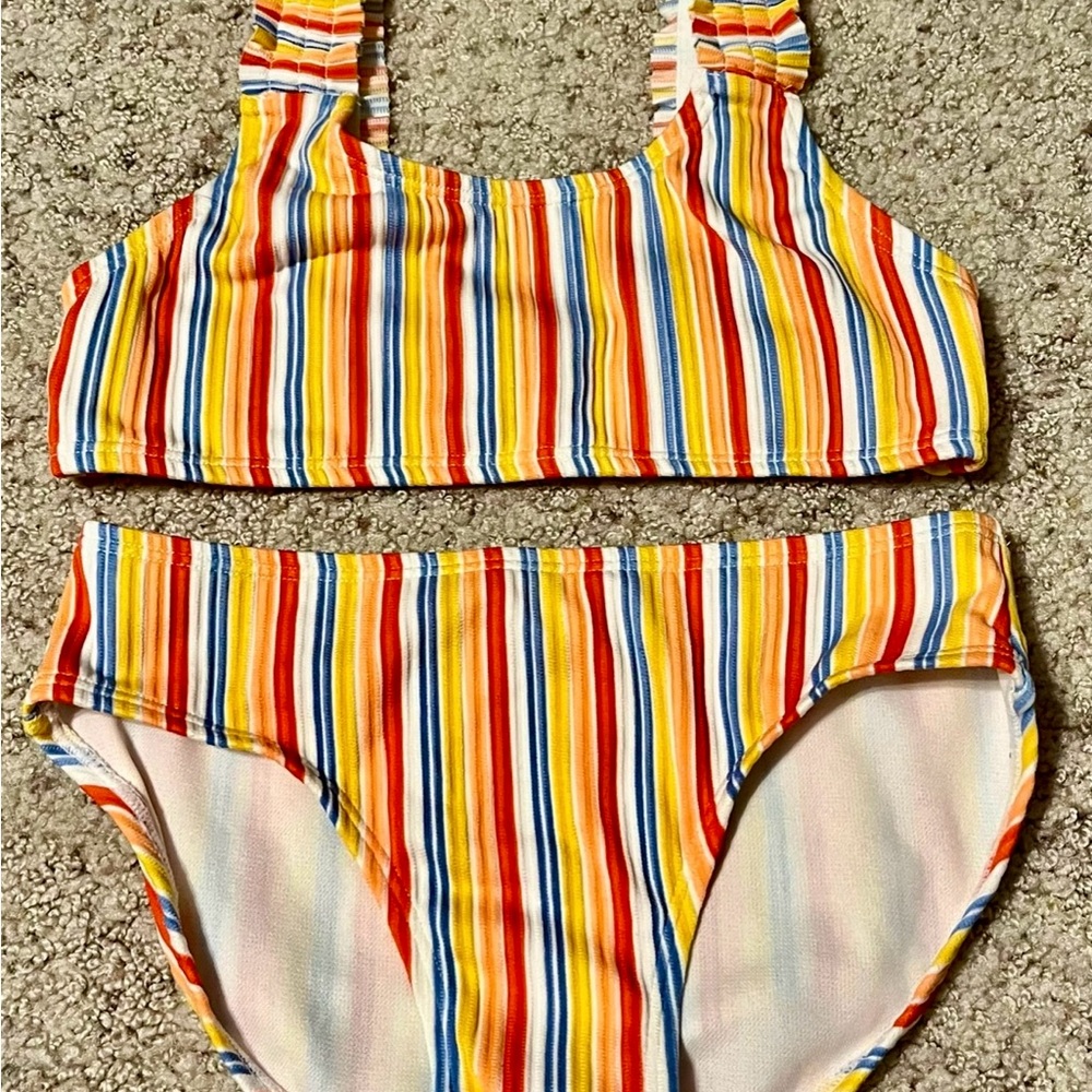 Art Class Orange Multi Stripe Swimsuit